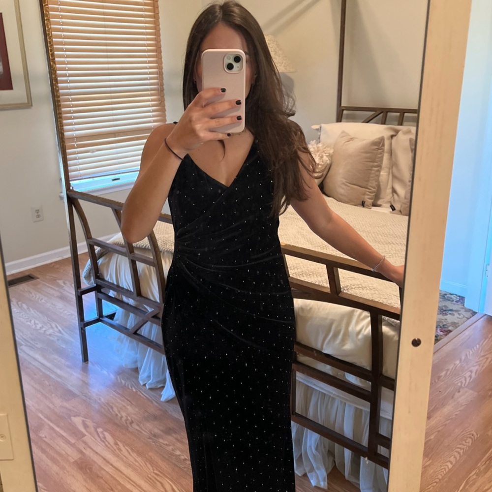 BCBG Velvet Rhinestone Gown